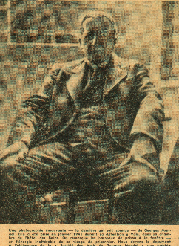 Georges Mandel prisonnier  Vals en 1941 - Coll. part.